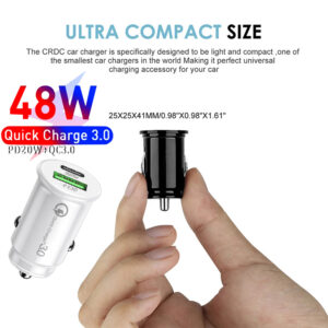 48W USB C Rapide Chargeur De Voiture 2 Ports USB Chargeur De Voiture Adaptateur Type C PD pour IPhone14 13 12 11 Pro Max Samsung Galaxy Note20 Android
