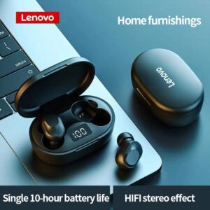 Lenovo Écouteurs sans Fil Bluetooth de Réduction du Bruit, Haut-parleur avec Commande Tactile, Musique, Affichage de Puissance avec Micro, XT91 TWS